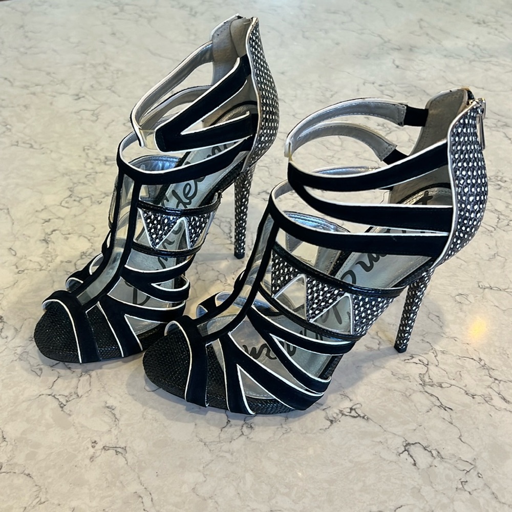 Sam Edelman Jazz Snake Embossed Sandals Heels 8.5